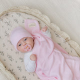 Luxe Collection 100% Organic Cotton Luxury Knit Baby Blanket + Hat Set with Gift Box