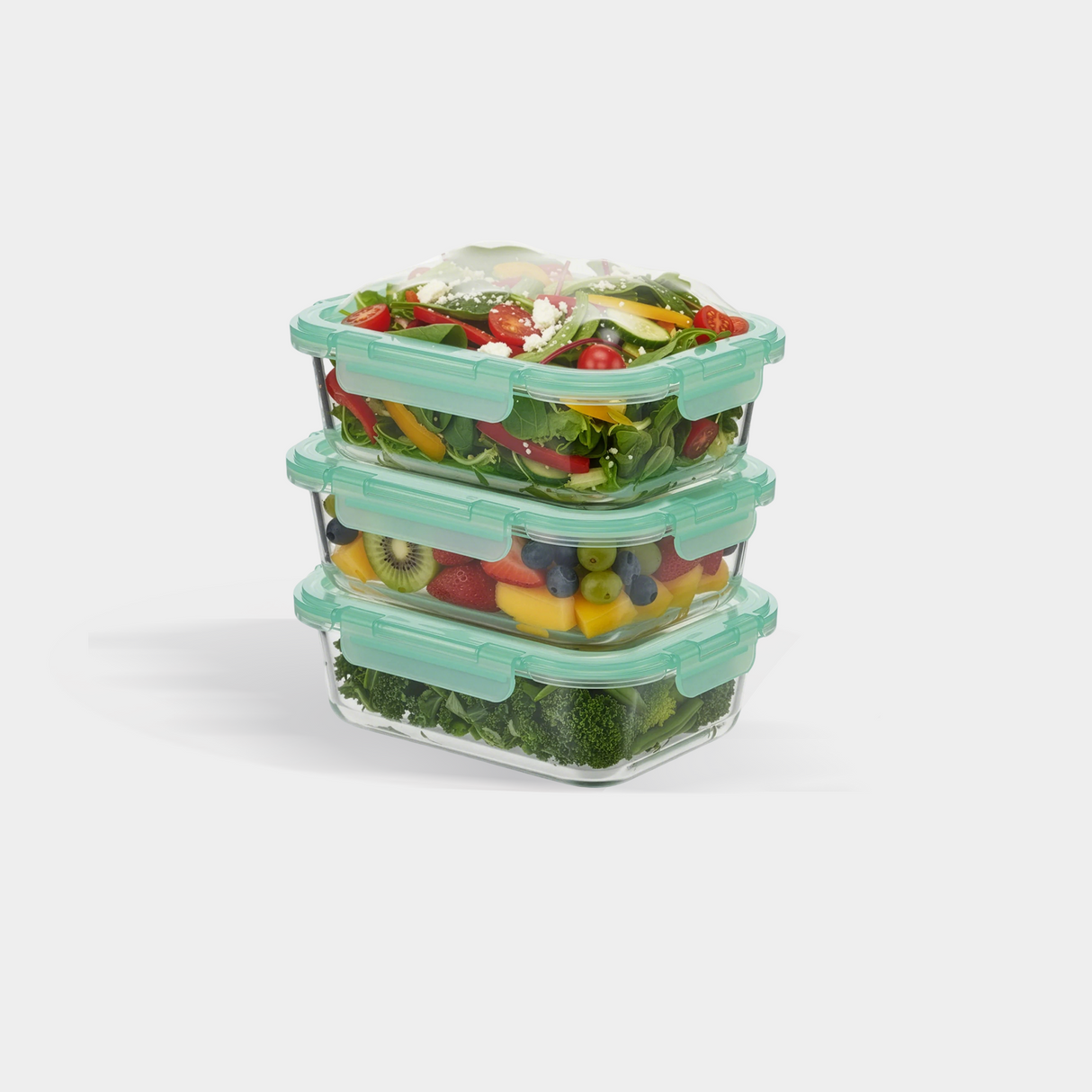Glass Containers with Flexible Silicone Lids - Set of 3