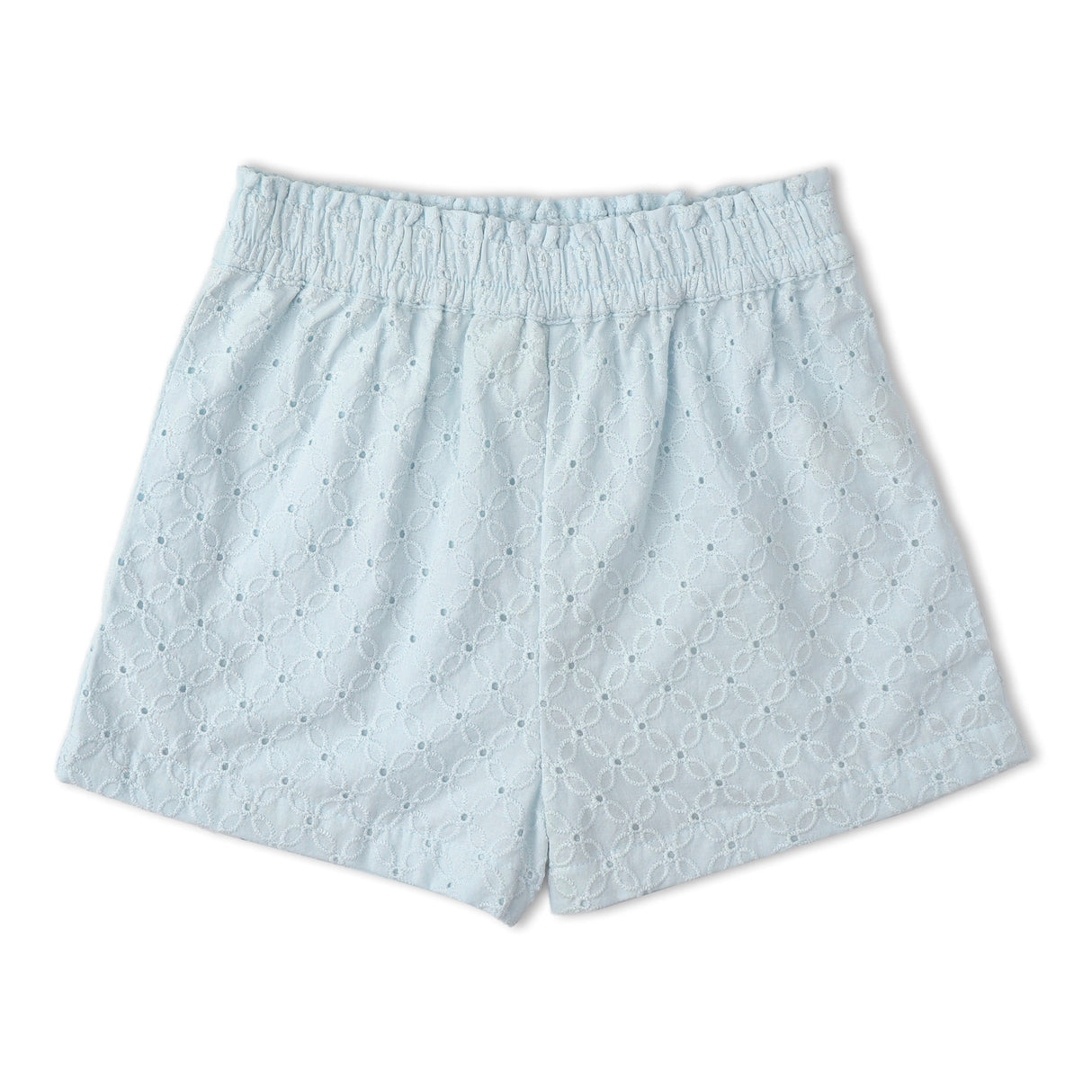 Organic Eyelet Flutter Top And Shorts Set - Light Blue Eyelet