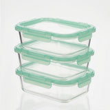 Glass Containers with Flexible Silicone Lids - Set of 3