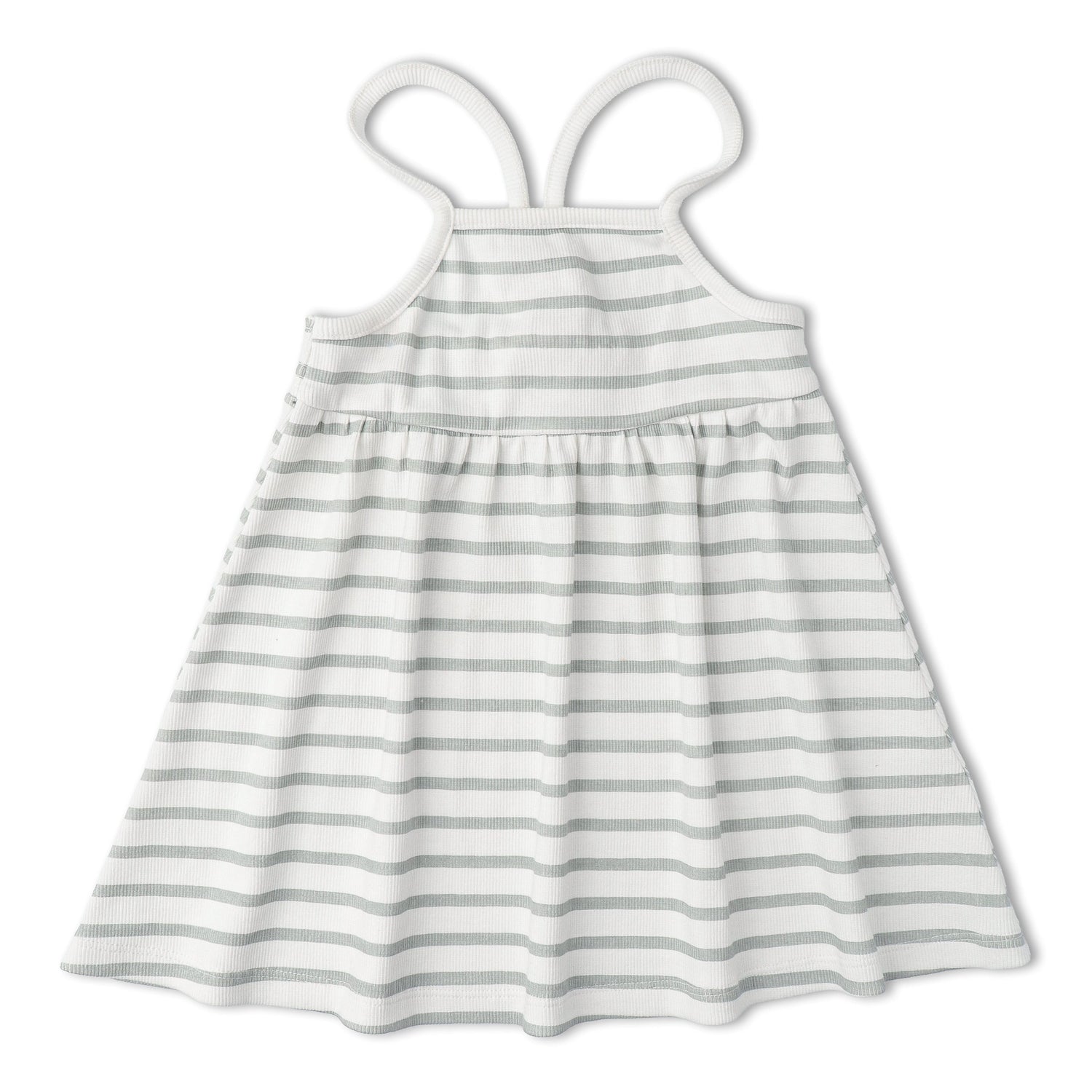 Organic Tie-Back Strap Dress - Fog Stripes