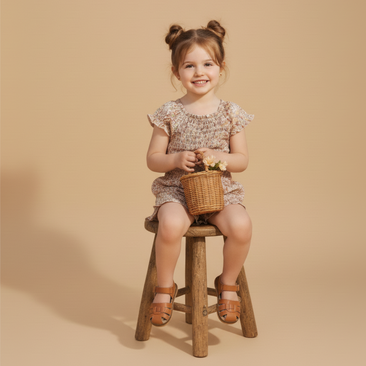Organic Smocked Jumpsuit - Pastel Bloom