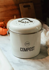 Stainless Steel Countertop Compost Bin – White (0.8 Gallons)