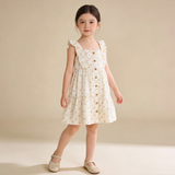 Organic Flutter Buttoned Tiered Dress - Spring Weave