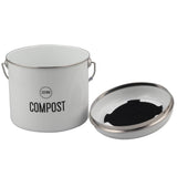 Stainless Steel Countertop Compost Bin – White (0.8 Gallons)