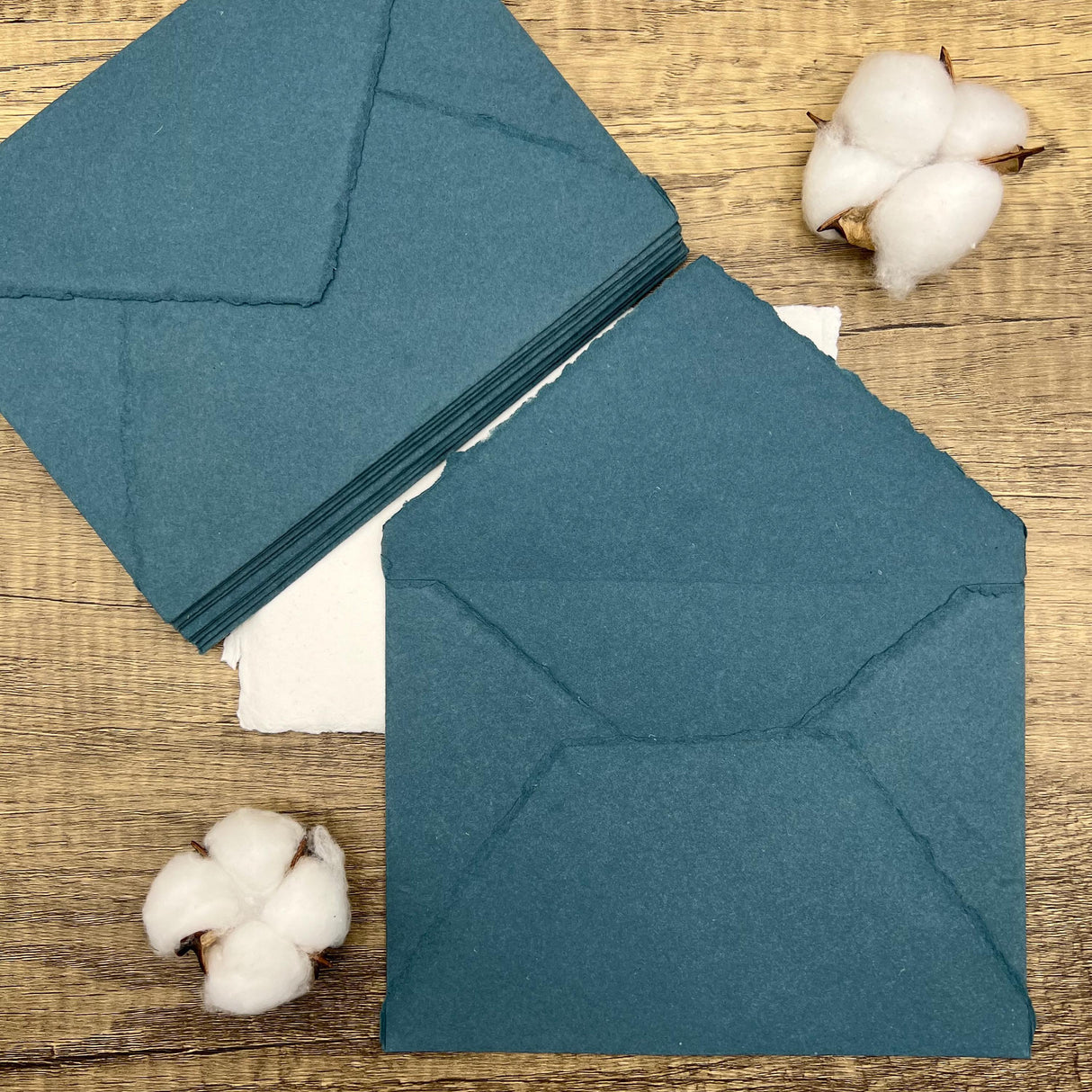 Smoky Blue Handmade Cotton Envelopes (Set of 10)