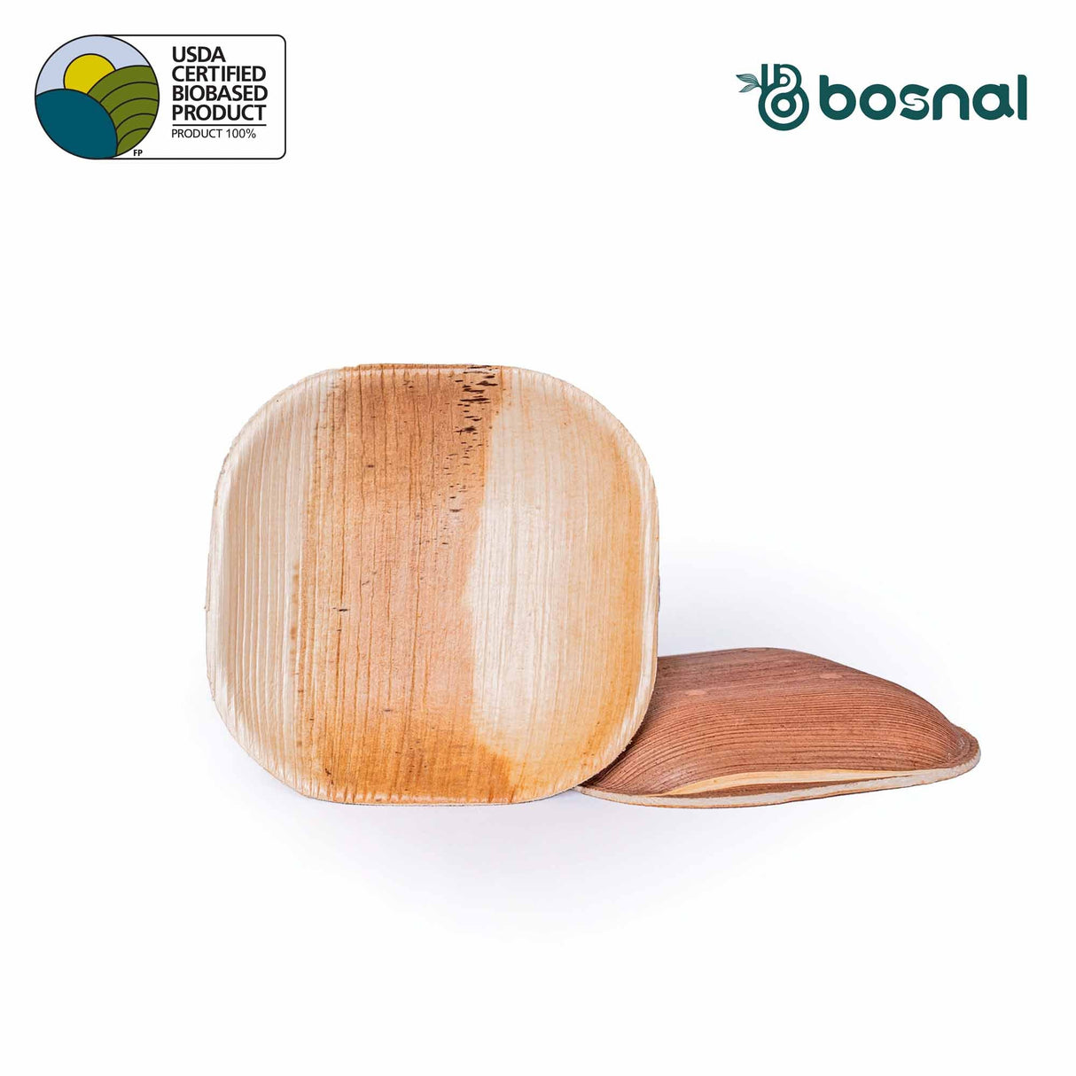 Bosnal - Palm Leaf Biodegradable Plates, 4 inch, Square