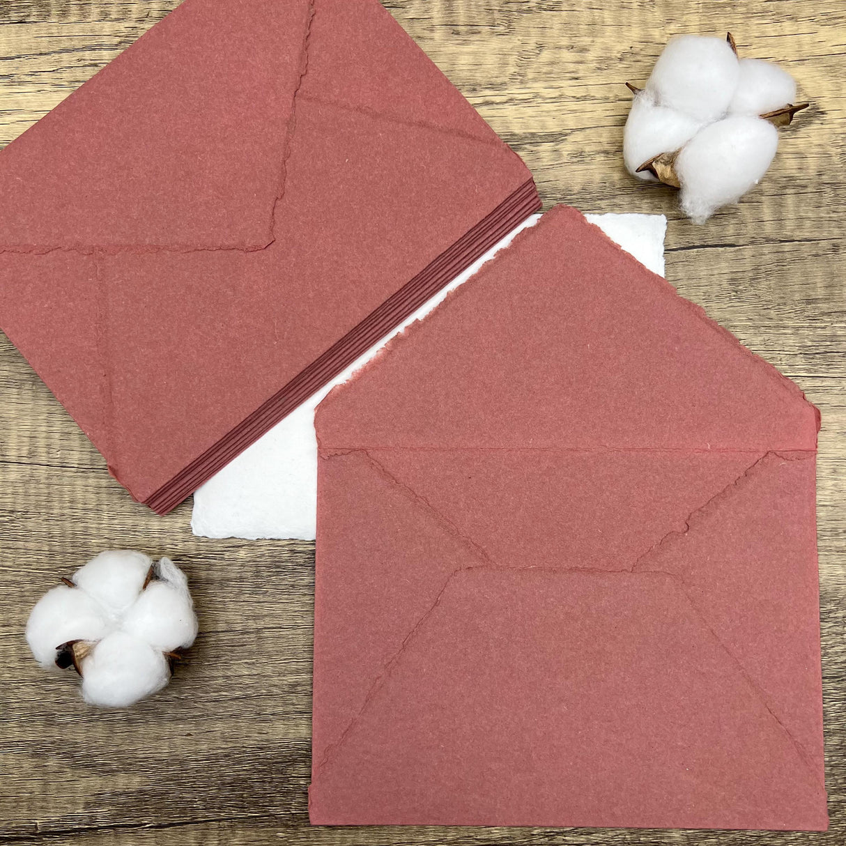 Brick Red Handmade Cotton Envelopes (Set of 10)
