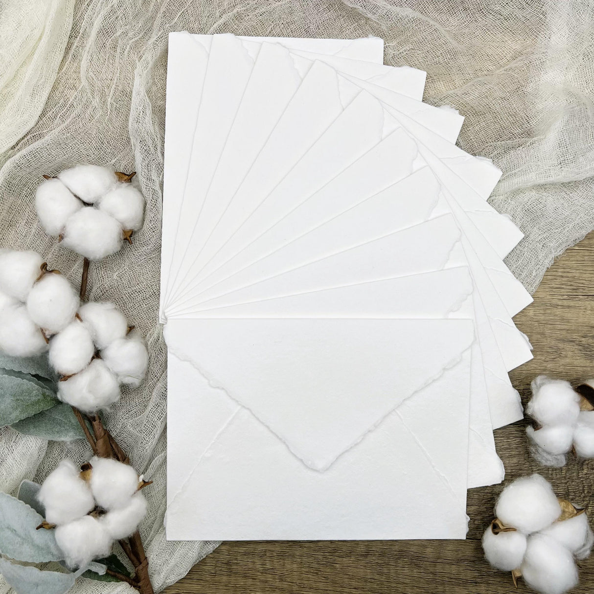 White Handmade Cotton Envelopes (Set of 10)