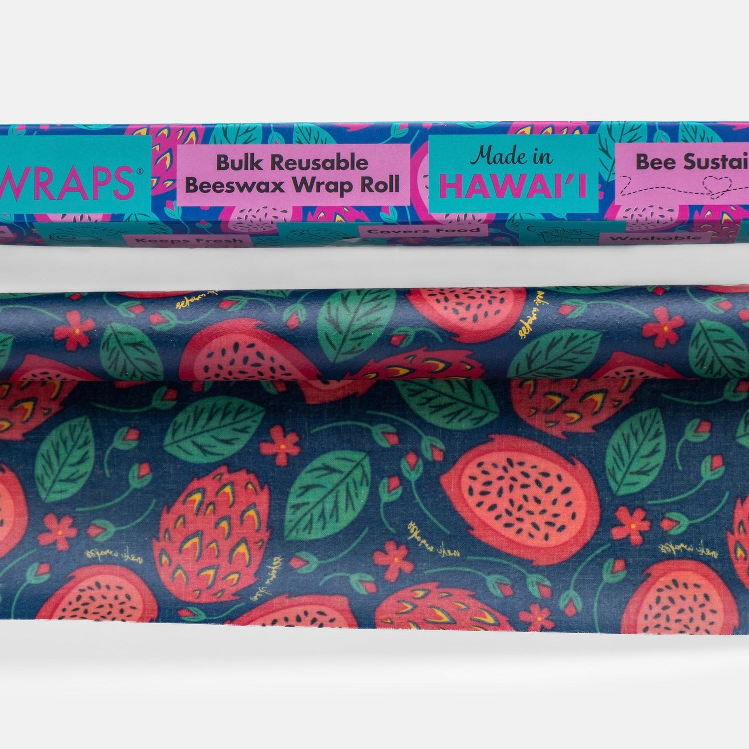 Beeswax Wrap Bulk Roll - Dragonfruit Print