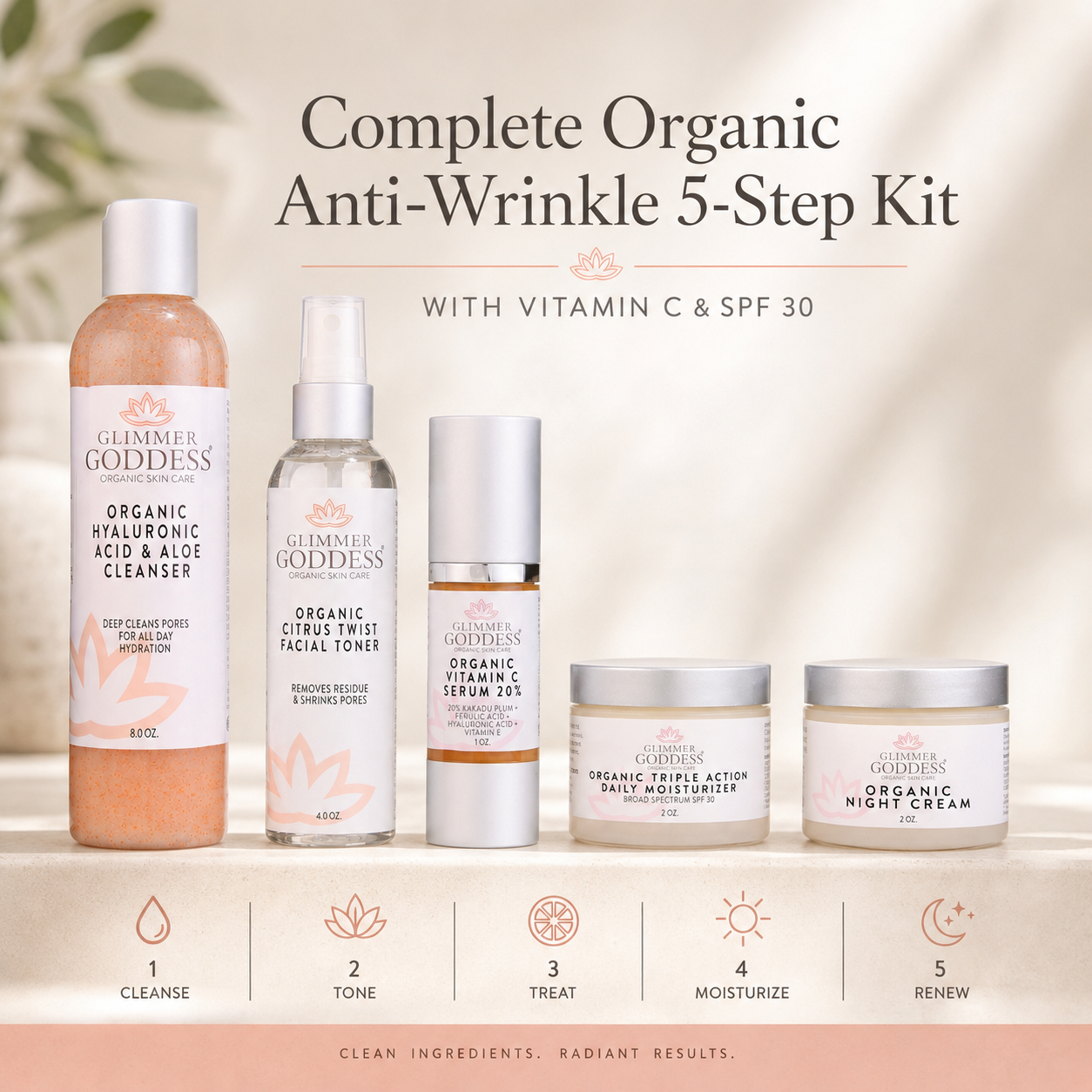 Organic Anti-Wrinkle Solution 5 PC Kit