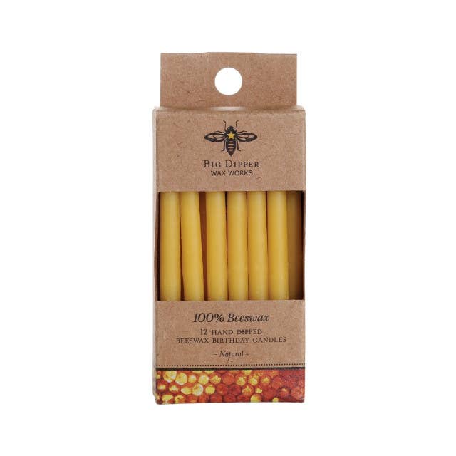 100% Pure Beeswax Birthday Candles (Natural or Multi-Color)