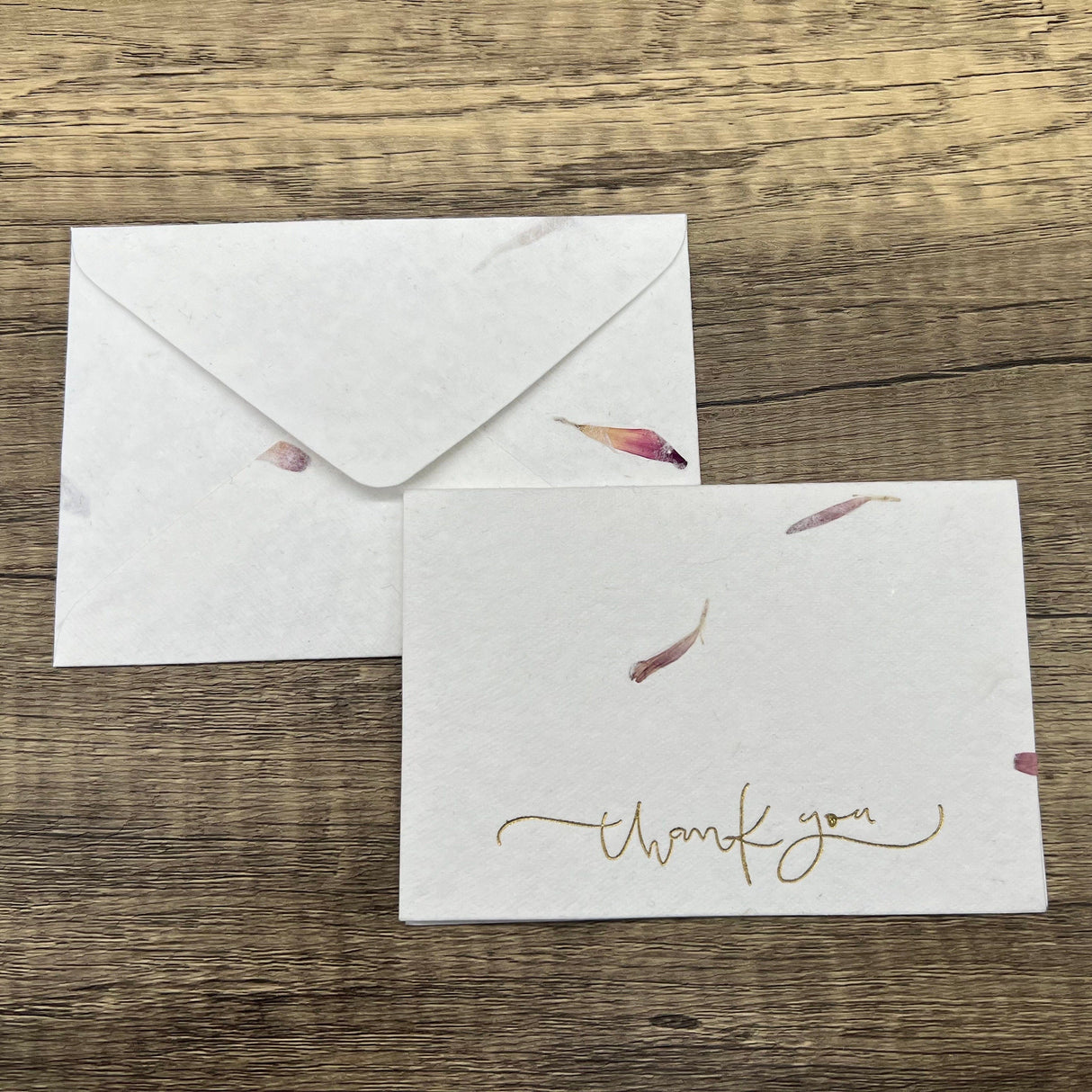 24 Piece Handmade Flower Petal Cotton Paper Thank You Card Set