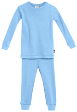 Kid's Organic Cotton Snug Fit Pajama Sets-Seconds| Damage - Bright Light Blue