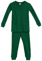 Kid's Organic Cotton Snug Fit Pajama Sets-Seconds| Damage - Forest Green