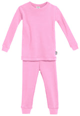 Kid's Organic Cotton Snug Fit Pajama Sets-Seconds| Damage - Medium Pink