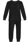 Boys and Girls 100% Cotton Soft & Warm Heavier Thermal Long John Set | Black