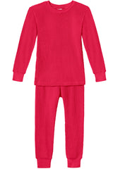 Boys and Girls 100% Cotton Soft & Warm Heavier Thermal Long John Set | Candy Apple