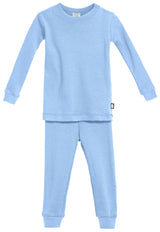 Boys and Girls Soft Organic Cotton Snug Fit Pajama Sets   | Bright Light Blue
