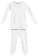 Boys and Girls Soft Organic Cotton Snug Fit Pajama Sets   | White