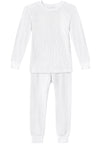 Boys and Girls 100% Cotton Soft & Warm Heavier Thermal Long John Set | White