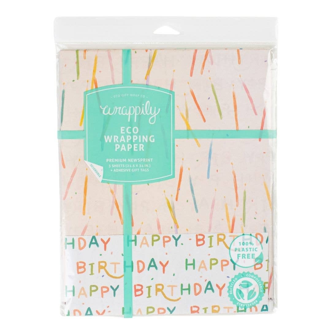 Candles / Happy Birthday • Double-Sided Eco Wrapping Paper
