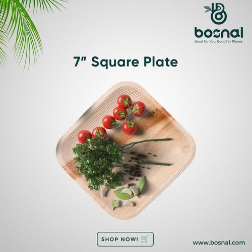 Bosnal - Palm Leaf Biodegradable Plates; 7 inch, Square