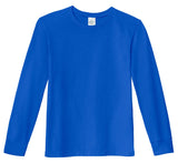Boys Soft 100% Cotton Medium-Weight Long Sleeve Tee With Cuffs| Crayon Blue