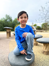 Boys Soft 100% Cotton Medium-Weight Long Sleeve Tee With Cuffs| Forest Green