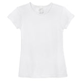 Girls Soft Organic Cotton Jersey Cap Sleeve Crew Tee | White