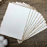 White Gold Trim Handmade Cotton Paper (Set of 10)