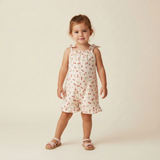 Organic Ruffle Jumpsuit - Cherry