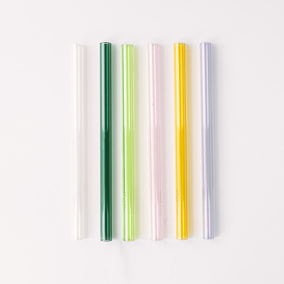 Wide 8" Glass Straw Set - Meadow
