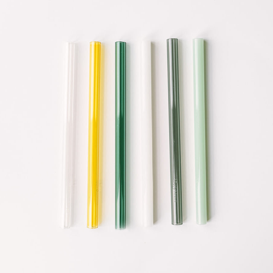 Wide 8" Glass Straw Set - Fjord Mist