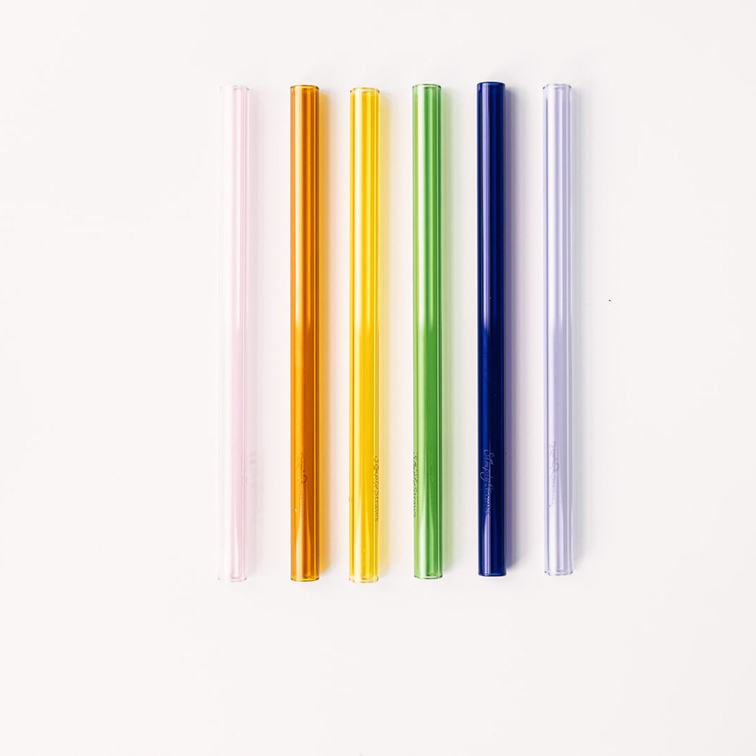Wide 8" Glass Straw Set - Iridium