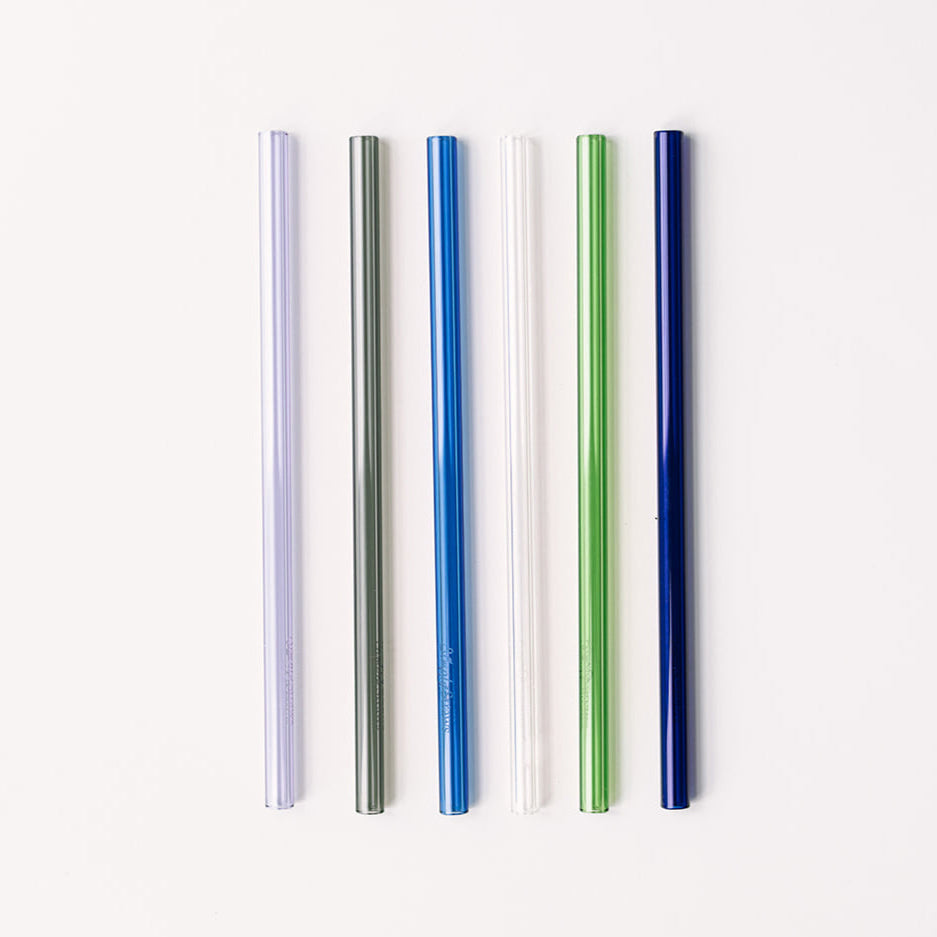 Wide 8" Glass Straw Set - Seaglass