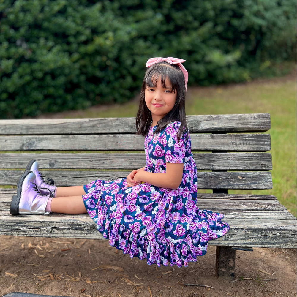 Bamboo Short Sleeve Twirl Dress in Adele