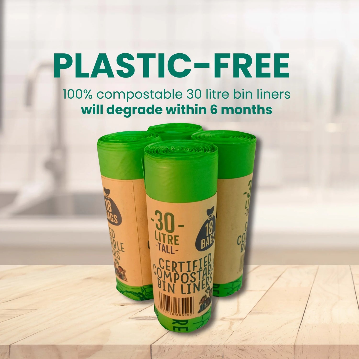 Compostable Bin Liners (8 gallon) | 1 roll of 18 bags
