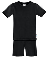 Boys and Girls Soft Organic Cotton Short Sleeve Snug Fit Pajama Set | Black