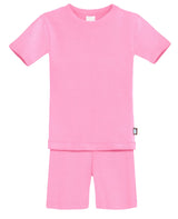 Boys and Girls Soft Organic Cotton Short Sleeve Snug Fit Pajama Set | Medium Pink