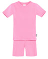 Boys and Girls Soft Organic Cotton Short Sleeve Snug Fit Pajama Set | Medium Pink
