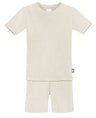 Boys and Girls Soft Organic Cotton Short Sleeve Snug Fit Pajama Set | Oatmeal