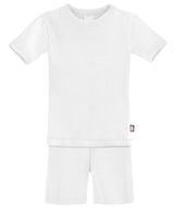 Boys and Girls Soft Organic Cotton Short Sleeve Snug Fit Pajama Set | White
