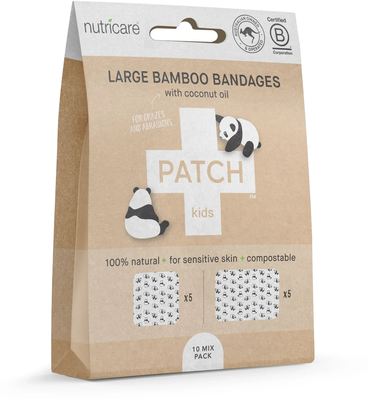 PatchK id Friendly Coconut Bamboo Bandages, 5-Pack of 10 Count