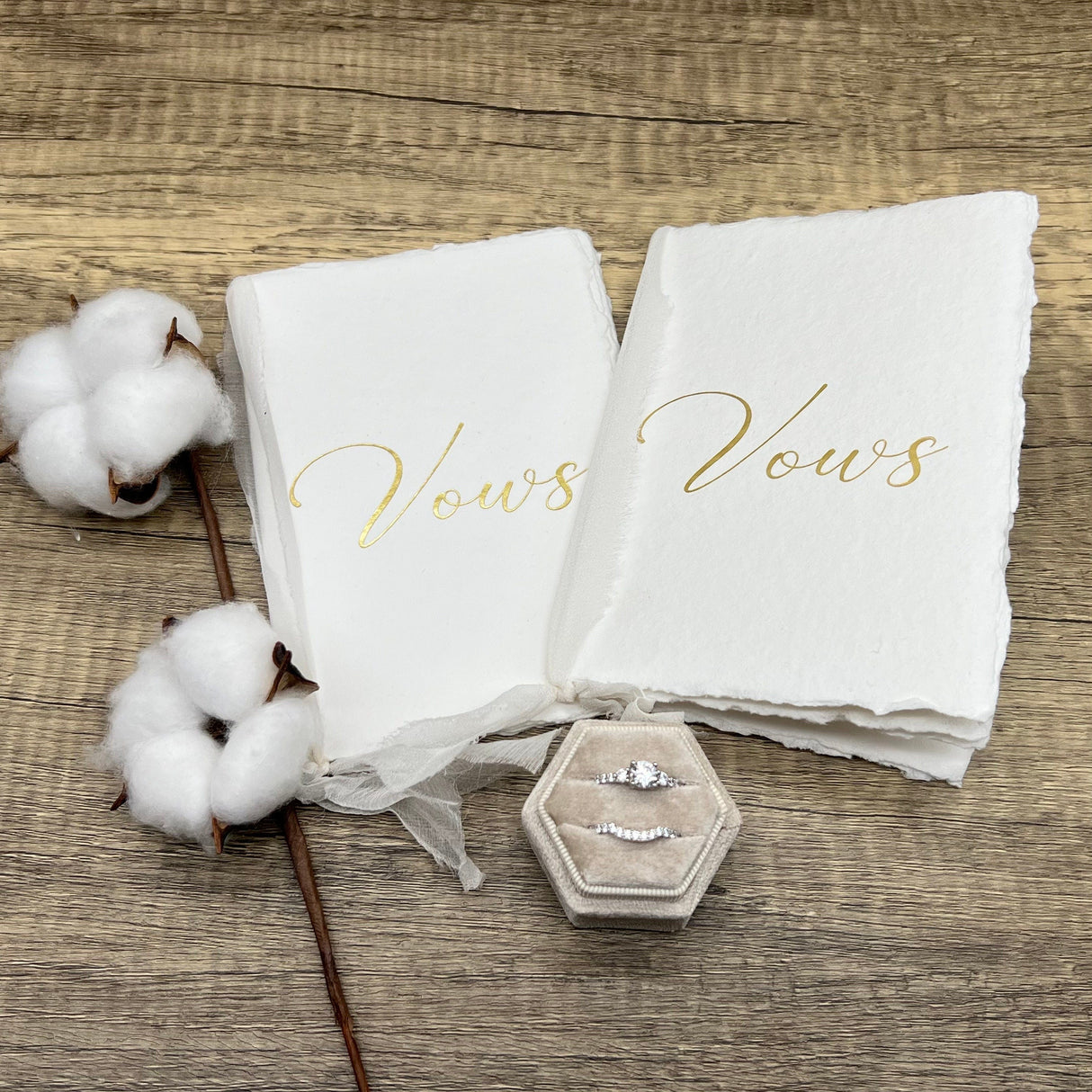Handmade Cotton Vow Books (Pair) – Embossed or Blank