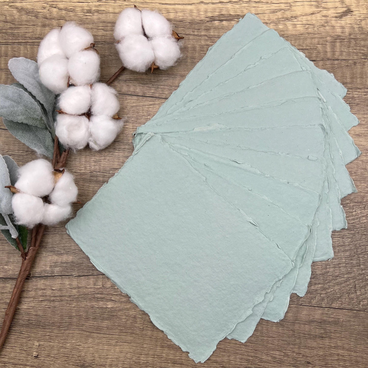 Sage Mist Handmade Cotton Paper (Set of 10)