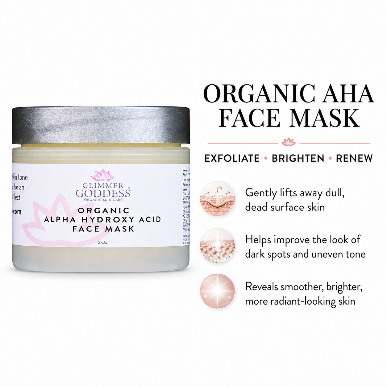 Organic Alpha Hydroxy Acid Renewing Face Mask For Glowing Skin