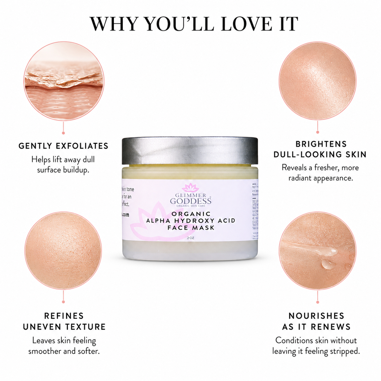 Organic Alpha Hydroxy Acid Renewing Face Mask For Glowing Skin