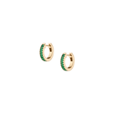 Lab Grown Green Emerald Baguette Huggie Earrings