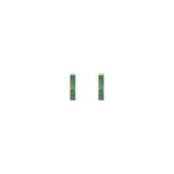 Lab Grown Green Emerald Baguette Huggie Earrings
